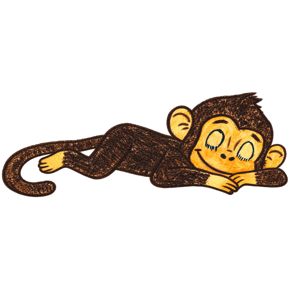 A hand-drawn illustration of Billy sleeping